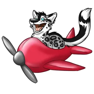 ✈️ lobo, avião, voando, desenho animado, animal, piloto telegram sticker