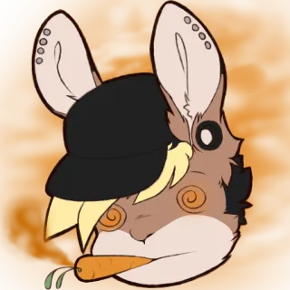 🥕 Мультфильм, Животное, Кролик, Зайчик, Шляпа, Морковь, Милый whatsapp sticker