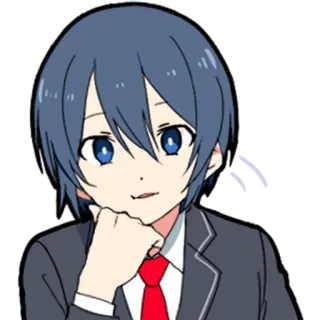 🤔 Anime, Caricatura, Retrato, Personaje, Hombre, Pelo gris, Corbata roja telegram sticker