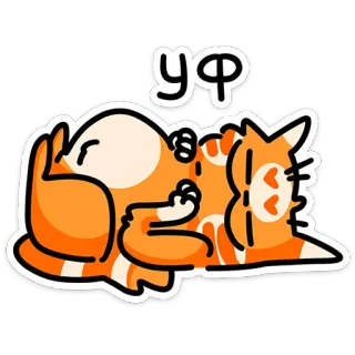 🥱 Уф Katze, Cartoon, niedlich, orange, Tier, Aufkleber telegram sticker
