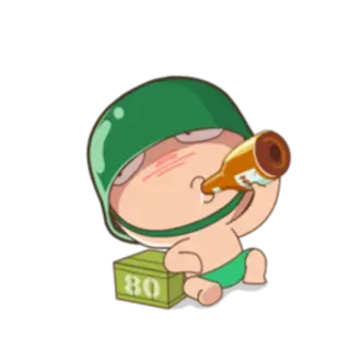 🍾 80 army, soldier, drinking, beer, cartoon whatsapp sticker