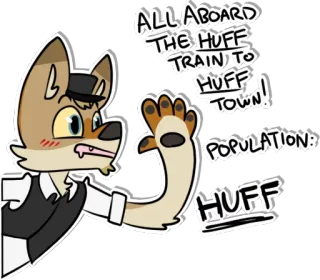 🚋 ALL ABOARD THE HUFF TRAIN TO HUFF TOWN! POPULATION: HUFF cartoon, dog, train, huff, anthropomorphic, animal, sticker telegram sticker