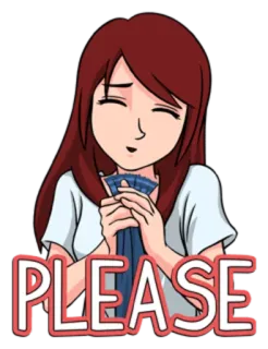 🙏 PLEASE carino, anime, supplicante, implorare, richiesta whatsapp sticker