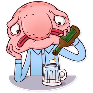 🍺 alcool, bière, boire, dessin animé, triste, illustration, personnage telegram sticker