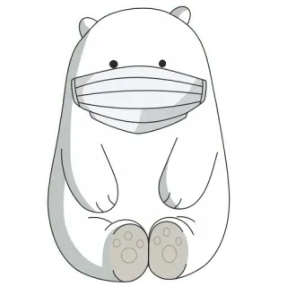 😷 медведь, маска, ковид, мультфильм, белый медведь whatsapp sticker