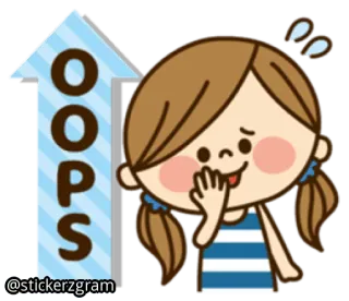 🙊 OOPS oops, cute, cartoon, arrow, girl telegram sticker