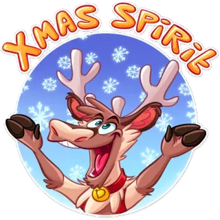 🎉 XMAS SPIRIT Weihnachten, Rentier, Feiertag, Xmas, Geist, Cartoon, Festlich telegram sticker