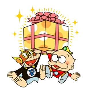 🎁 漫画, ギフト, キャラクター, 可愛い, お祝い, プレゼント, ハッピー whatsapp sticker