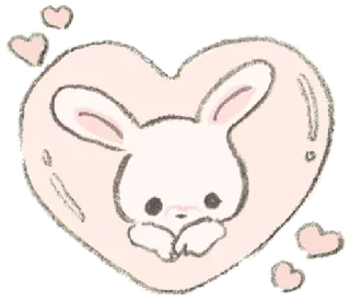 🐁 coelho, coelhinho, coração, fofo, kawaii, animal, adesivo whatsapp sticker