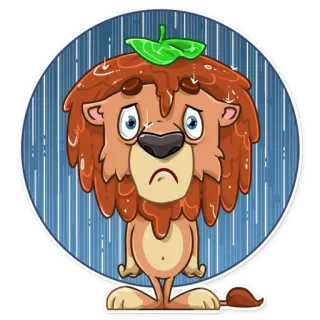 ☂ Löwe, Tier, traurig, Cartoon, Sticker, Figur telegram sticker