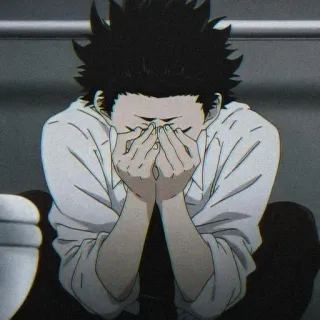 😣 Anime, Ragazzo, Triste, Emozionale, Piangere, Cartone animato telegram sticker