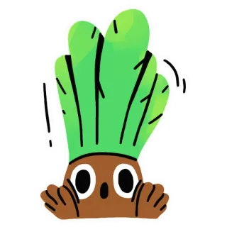 😮 plante, mignon, autocollant, vert, dessin animé, personnage telegram sticker