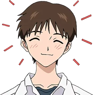 🤔 Shinji Ikari Neon Genesis Evangelion anime, manga, character, smile, cartoon telegram sticker
