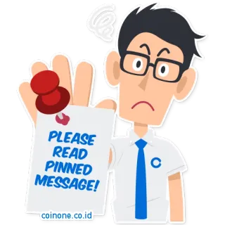 📢 PLEASE READ PINNED MESSAGE! сообщение, прочитано, закреплено, срочно, уведомление, мультфильм, серьезно whatsapp sticker