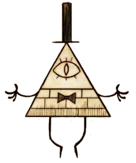 ⚠ Bill Cipher Gravity Falls animation, triangle, borgne, nœud papillon, chapeau, dessin animé telegram sticker
