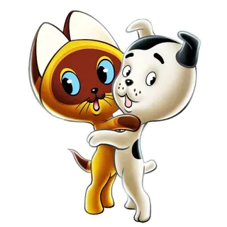 🥰 cat, dog, friendship, animals, cartoon, cute telegram sticker