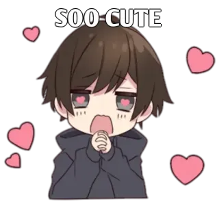 ✨ SOO CUTE carino, kawaii, stile anime, cuore, chibi, cartone animato whatsapp sticker