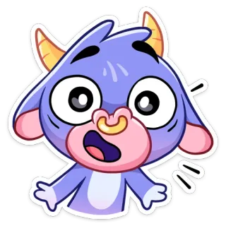 😳 cabra, dibujos animados, lindo, animal, morado, ilustración telegram sticker