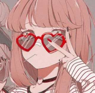 🖤 Anime, Mädchen, Herzbrille, Lutscher, Süß, Cartoon, Aufkleber telegram sticker