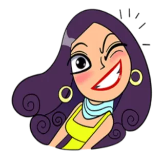 😜 Cartoon, Frau, Figur, Illustration, Lächeln, Zwinkern telegram sticker