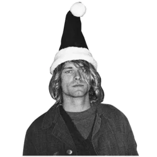 ☹️ Kurt Cobain músico, navidad, cantante, nirvana, sombrero telegram sticker