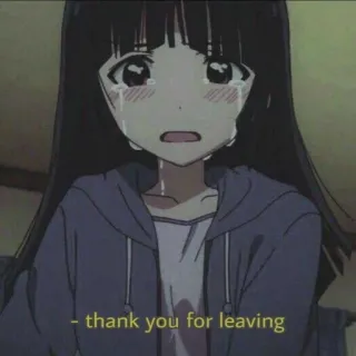 🌟 thank you for leaving anime, cewek, menangis, sedih, emosional telegram sticker