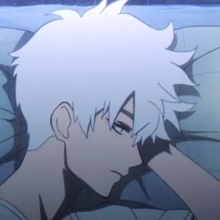 ⌚️ Anime, Menino, Cabelo branco, Dormindo, Cansado telegram sticker