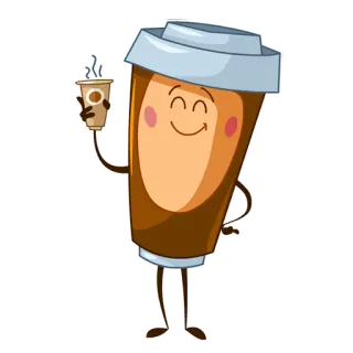 😊 커피, 컵, 음료, 마실 것, 만화, 카와이, 귀여운 telegram sticker