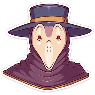 😳 чумной доктор, врач, маска, шляпа, винтаж, медицинский telegram sticker