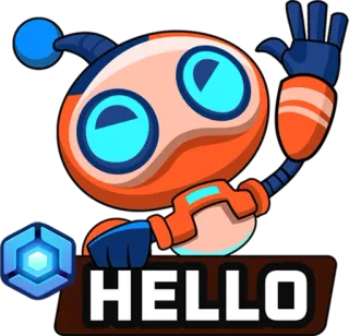 🎮 HELLO หุ่นยนต์, สวัสดี, ทักทาย, เป็นมิตร, การ์ตูน telegram sticker