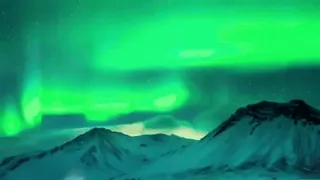 ✨ Nordlichter, Aurora Borealis, Berge, Schnee, Landschaft, Natur, Grün telegram sticker