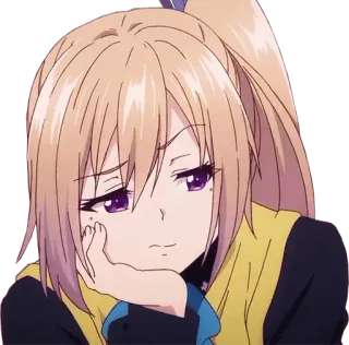 😒 anime, girl, sad, blonde hair, purple eyes telegram sticker