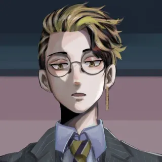 😐 Аниме, Мужчина, Очки, Портрет telegram sticker