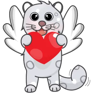 ❤ cat, heart, animal, wings, cute, cartoon telegram sticker
