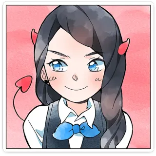 ☺️ duivel, meisje, anime, schattig, cartoon, rood, hoorns telegram sticker