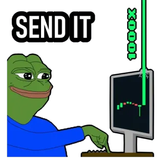 🍩 Pepe the Frog SEND IT Meme, Pepe, Frosch, Schick es, Trading, Investment, Krypto, Markt telegram sticker