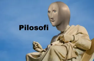 👤 Pilosofi Mème, Stonks, Philosophie, Statue, Humour whatsapp sticker