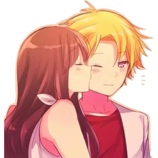 😘 Anime, Dibujos animados, Beso, Pareja, Romance telegram sticker