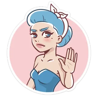 🖐 cartone animato, personaggio, ragazza, stop, mano, donna telegram sticker