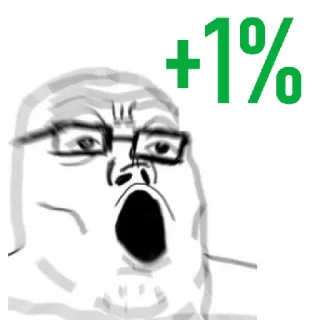 😲 +1% Meme, Beneficio, Negocios, Crecimiento, Porcentaje, Finanzas whatsapp sticker