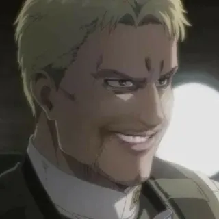 ♠️ Reiner Braun Attack on Titan อนิเมะ, ผ่าพิภพไททัน, ไรเนอร์ บราวน์, ยิ้ม, ตัวละคร, มังงะ telegram sticker