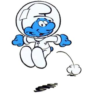 🚀 Smurf การ์ตูน, สเมิร์ฟ, อวกาศ, หมวกกันน็อก, สีน้ำเงิน, นักบินอวกาศ whatsapp sticker