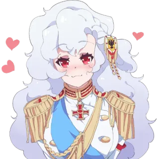 🥰 アニメ, 軍服, ハート, 照れ, 女性 telegram sticker