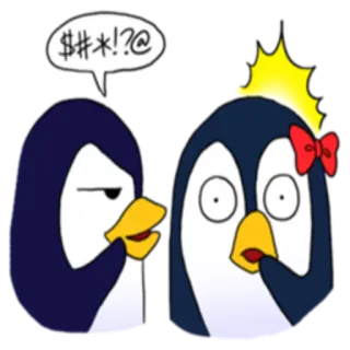 🗣 $#*!? пингвин, мультфильм, злой, удивление, пузырь речи, наклейка telegram sticker