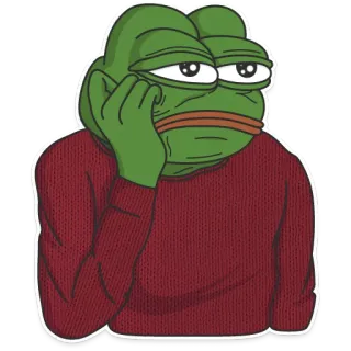 😞 Pepe the Frog Pepe, frog, meme, sad, bored, uninterested telegram sticker