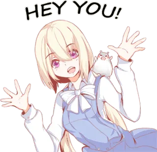 👐 HEY YOU! anime, girl, cute, wave, hamster telegram sticker