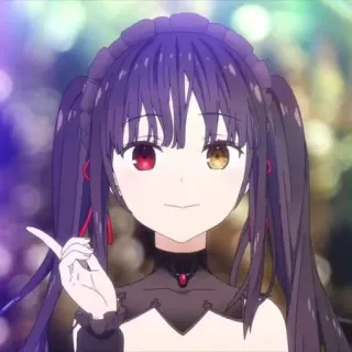 😄 Tokisaki Kurumi Date A Live อนิเมะ, ตัวละคร, ผู้หญิง, ผมสีเข้ม, ผมแกะ, Date A Live whatsapp sticker