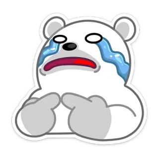 😭 orso polare, piangere, triste, cartone animato, emozioni, emoji telegram sticker