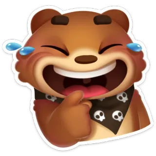 😂 медведь, смех, череп, мультик, животное, наклейка whatsapp sticker