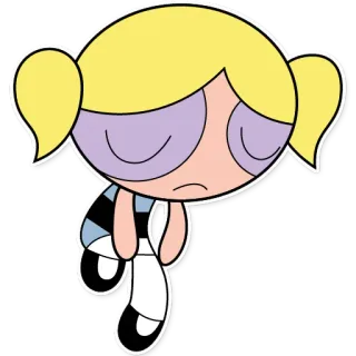 😞 Bubbles Powerpuff Girls Cartone animato, Ragazza, Triste, Bionda telegram sticker